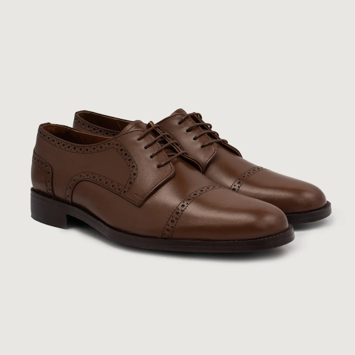 Dirk Brogues Derby Braun Lederschuhe für Herren For Men in Brown Full-Grain Leather - Seitenansicht | Online Kaufen