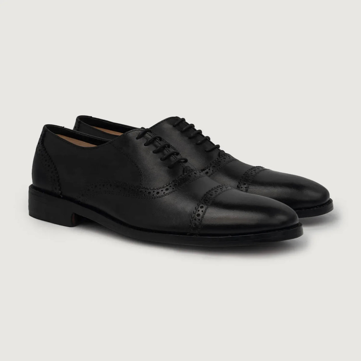 Grauson Brogues Oxford Schwarz Lederschuhe für Herren For Men in schwarzem Rindleder - Seitenansicht | Online Kaufen
