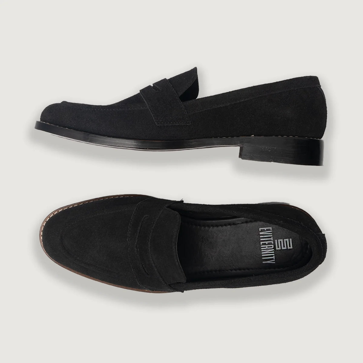 High-Traction Rubber Outsole & Lug Tread Pattern on Baxton Schwarz Suede Leder-Loafer für Herren For Men