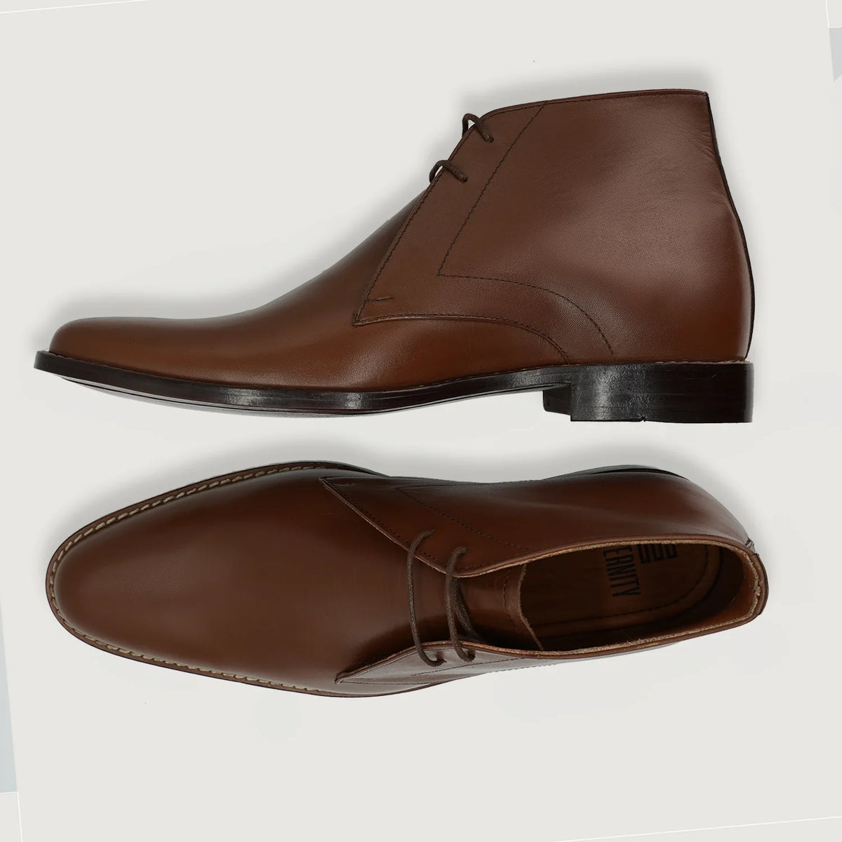 Corry Chukka Brown Leather Boots For Men - Reinforced Heel Counter & Precision Double-Row Stitching Detail