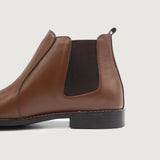 High-Traction Rubber Outsole & Lug Tread Pattern on Clarkson Chelsea Brown Leather Boots For Men