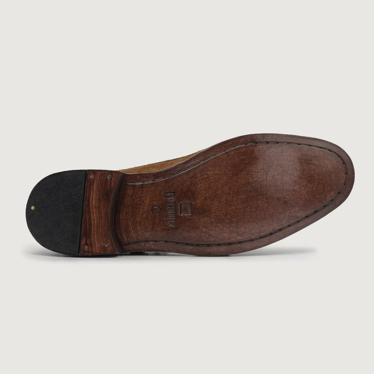 High-Traction Rubber Outsole & Lug Tread Pattern on Boston Doppel-Monkstrap Braun Suede Lederschuhe For Men