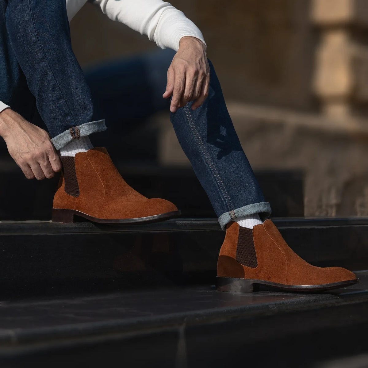 Orlaven Clarkson Chelsea Braun Suede Lederstiefel für Herren footwear image 9