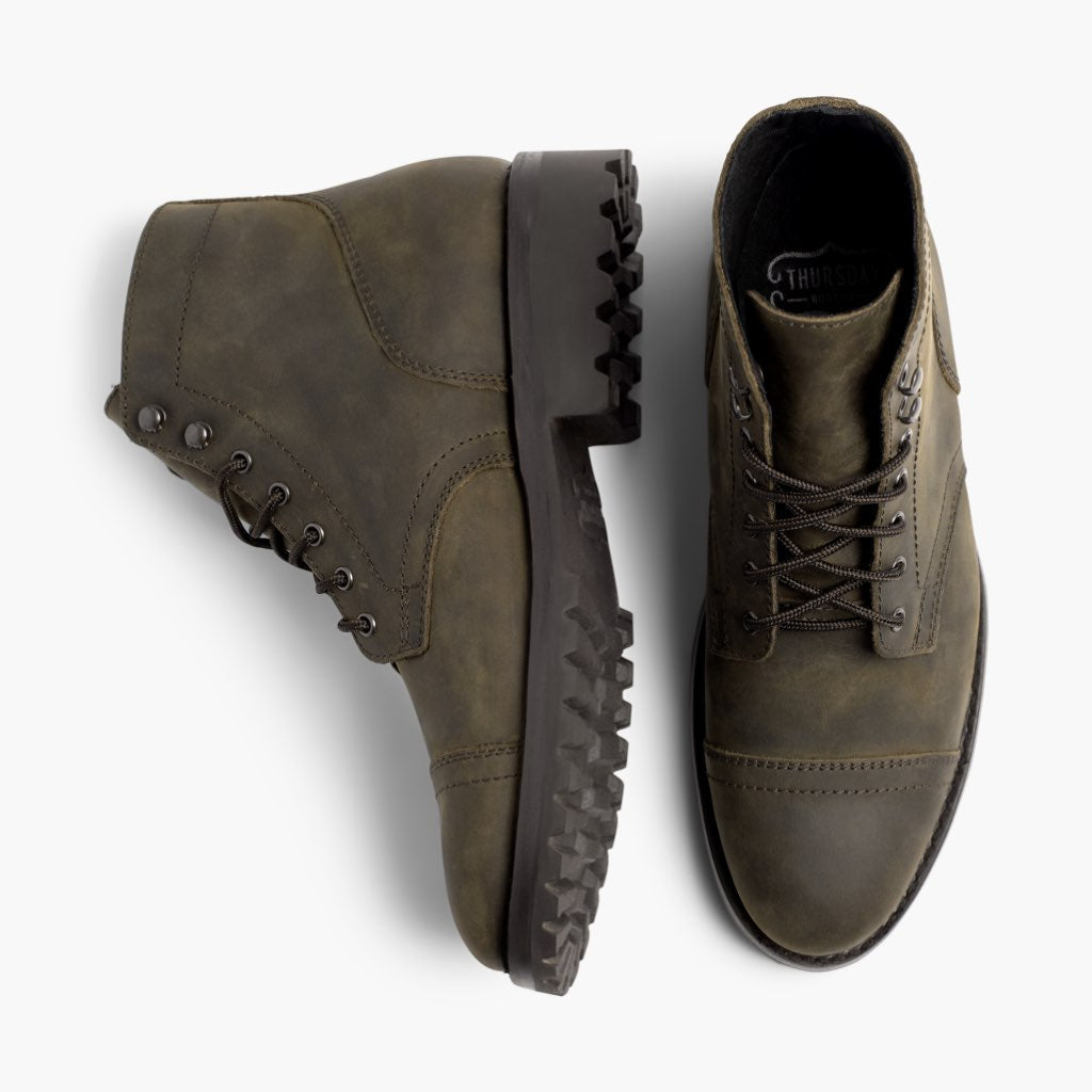 Captain StormKing® Matt-Dunkeloliv Lederstiefel für Herren - Verstärkte Fersenkappe & präzise Doppelnaht