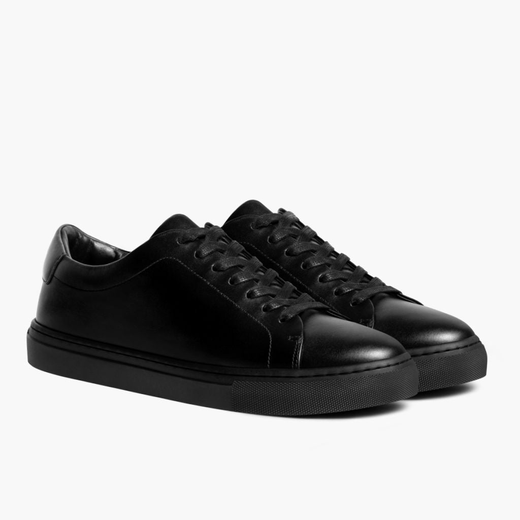 Encore Jet Black Leather Sneakers in schwarzem Rindleder - Seitenansicht | Online Kaufen