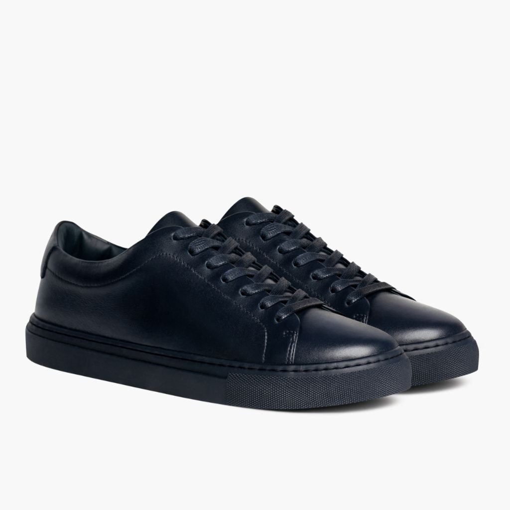 Encore Navy Leather Sneakers in Navy Full-Grain Leather - Seitenansicht | Online Kaufen