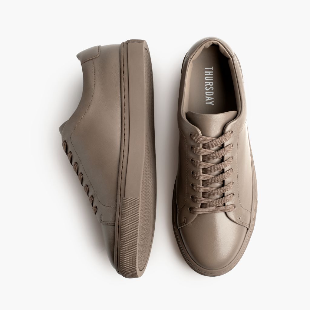 Encore Taupe Leder-Sneaker für Herren - Verstärkte Fersenkappe & präzise Doppelnaht