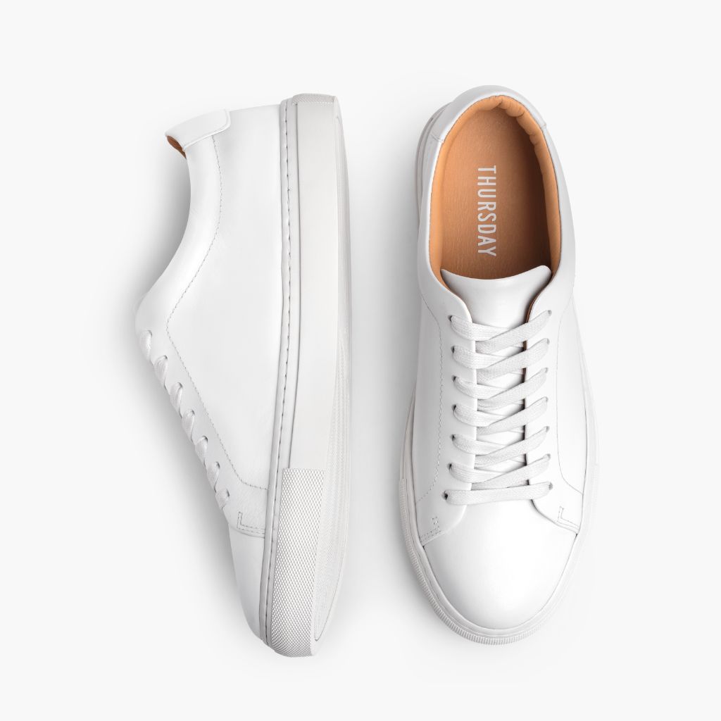 Encore Weiß Leder-Sneaker für Herren - Verstärkte Fersenkappe & präzise Doppelnaht