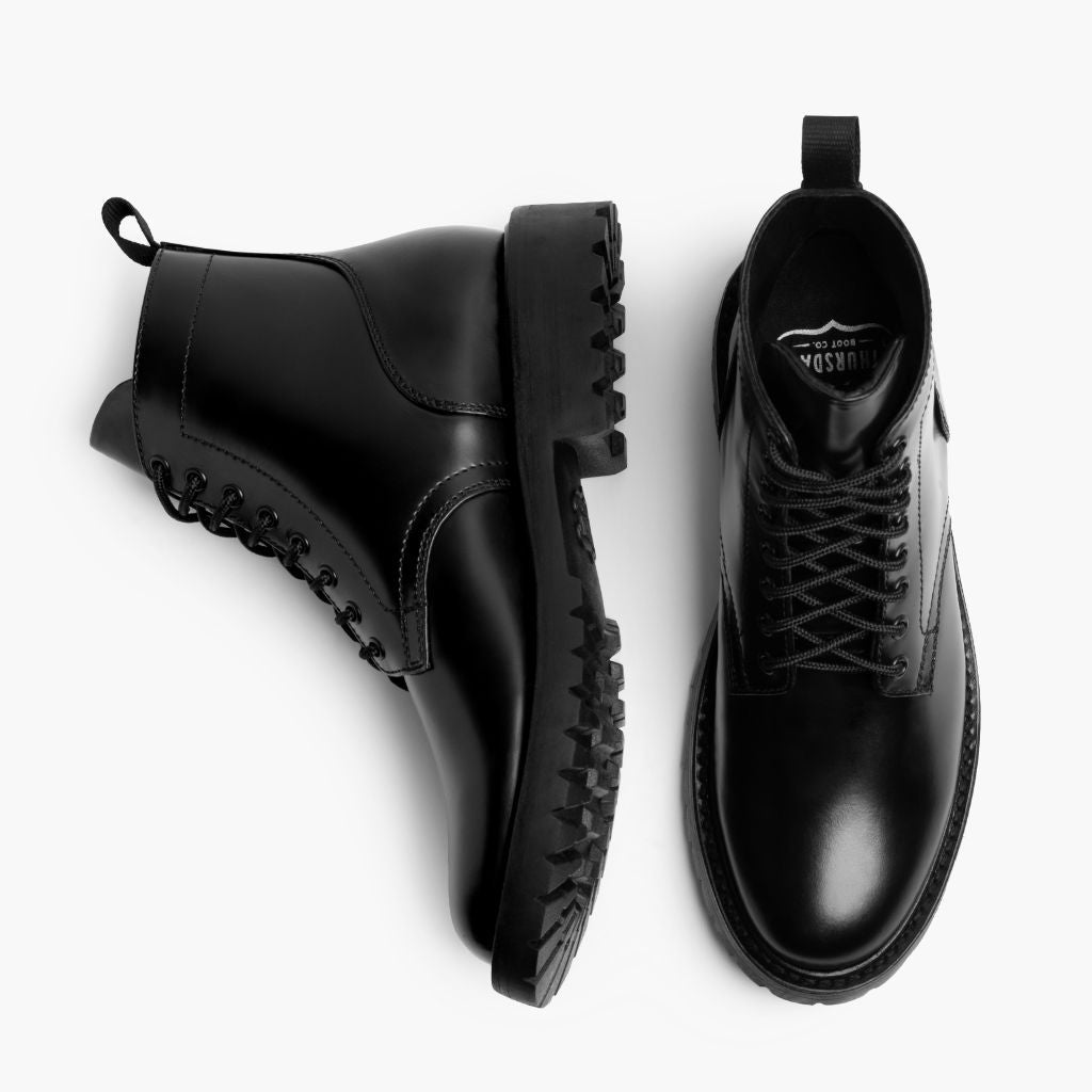 Hero Schwarz Lederstiefel für Herren - Verstärkte Fersenkappe & präzise Doppelnaht