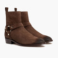 Harness Dunkelbraun Suede Lederstiefel für Herren
