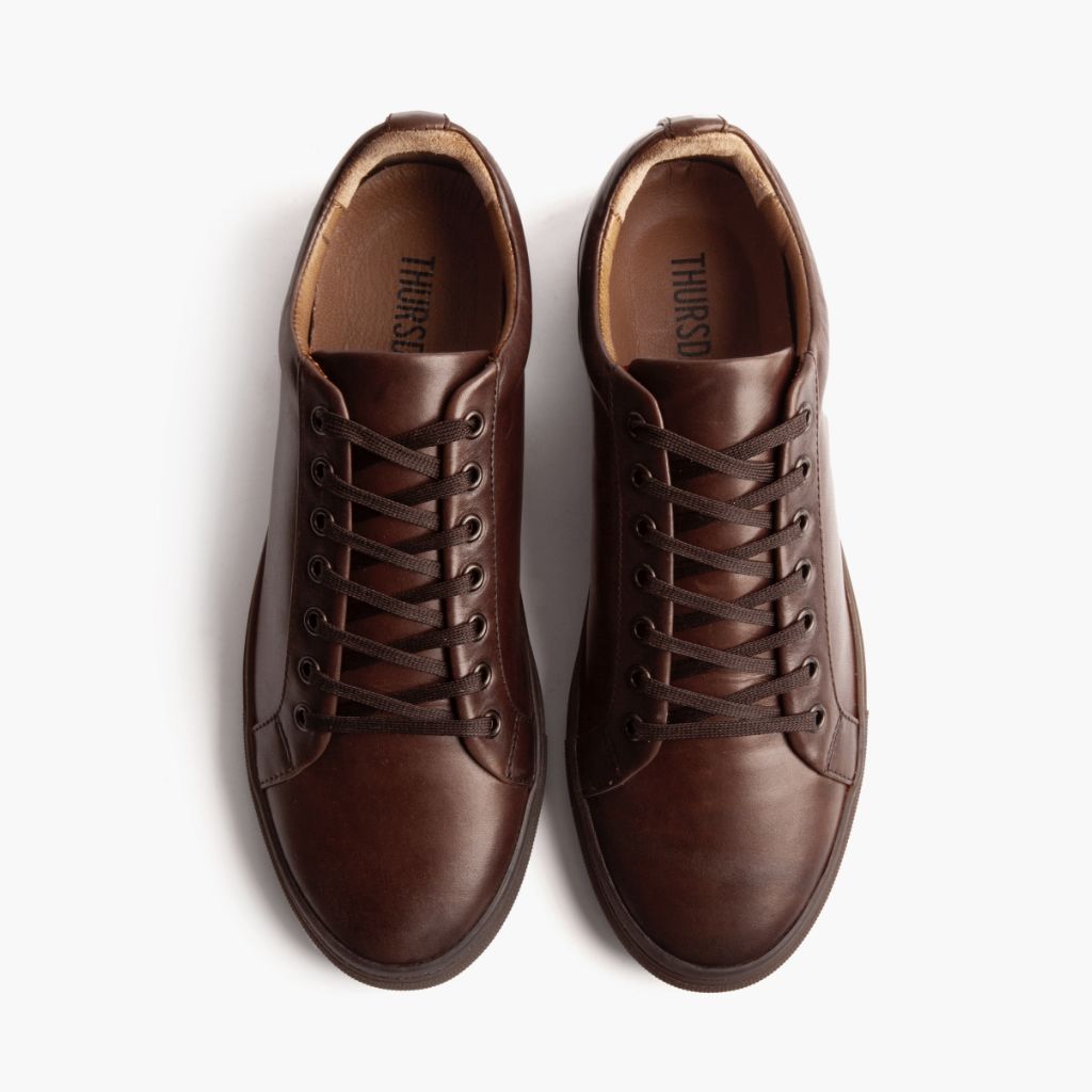 Premier Low Top Alt-Englisch Braun Leder-Sneaker für Herren For Men - Verstärkte Fersenkappe & präzise Doppelnaht