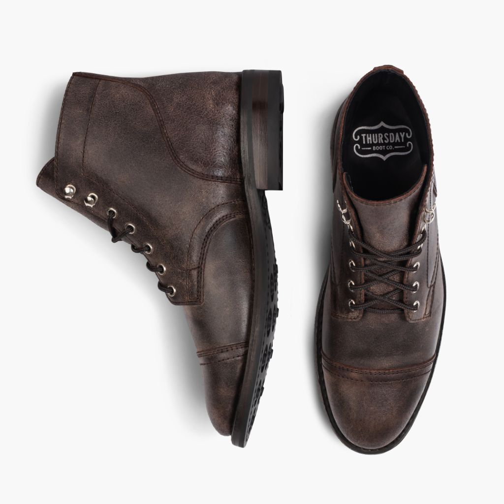 Captain Canyon-Braun Lederstiefel für Herren - Verstärkte Fersenkappe & präzise Doppelnaht