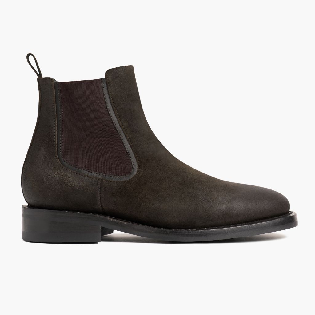 Olive Goatskin Suede Leather Boots - Rahmengenähte Goodyear-Welt-Konstruktion & vordere Zehenkappe