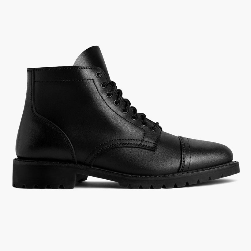 Vanguard Schwarz Waxed Roughout Lederstiefel für Herren