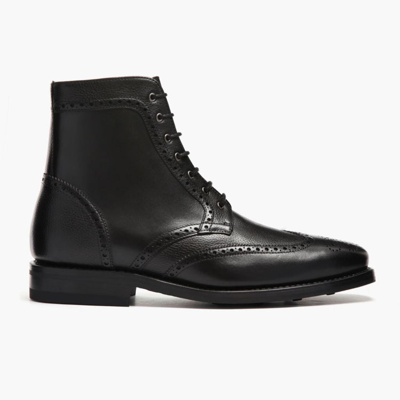 Wingtip Schwarz Lederstiefel für Herren