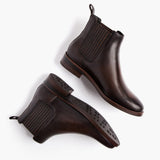 High-Traction Rubber Outsole & Lug Tread Pattern on Dreamer Black Coffee Leather Boots
