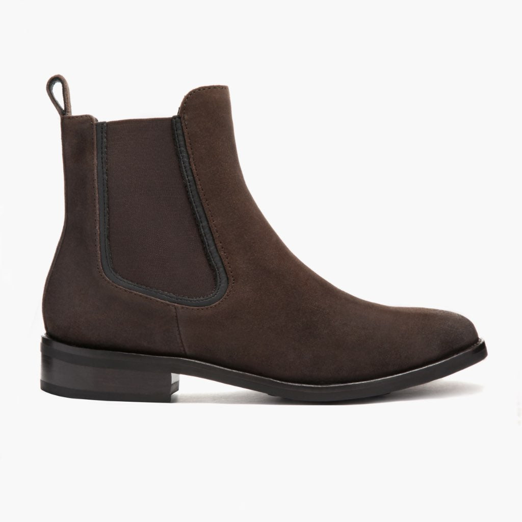 Duchess Dunkelbraun Suede Lederstiefel für Damen in Dark Brown Goatskin Suede - Seitenansicht | Online Kaufen