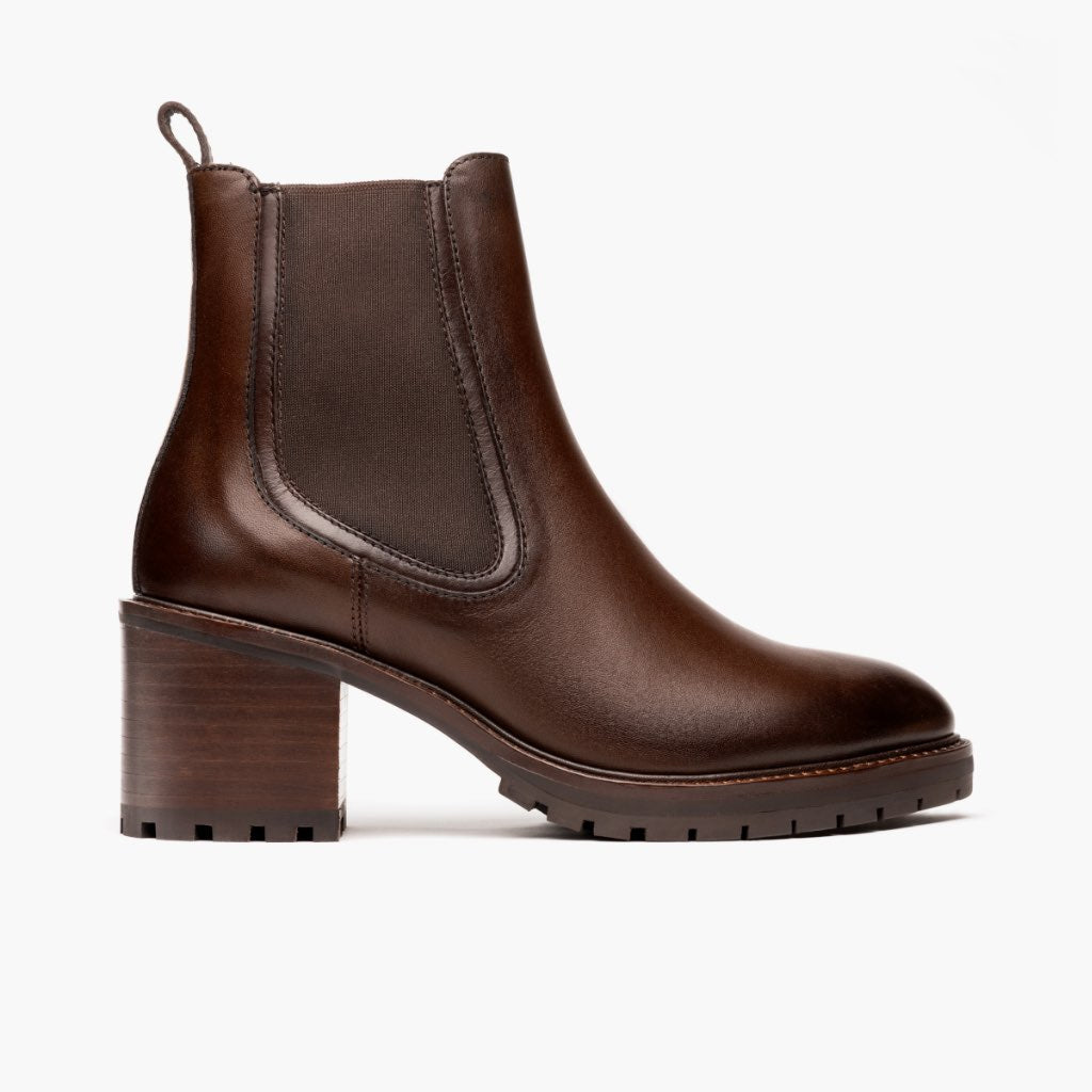 Knockout Schokolade Lederstiefel für Damen in Chocolate Full-Grain Leather - Seitenansicht | Online Kaufen
