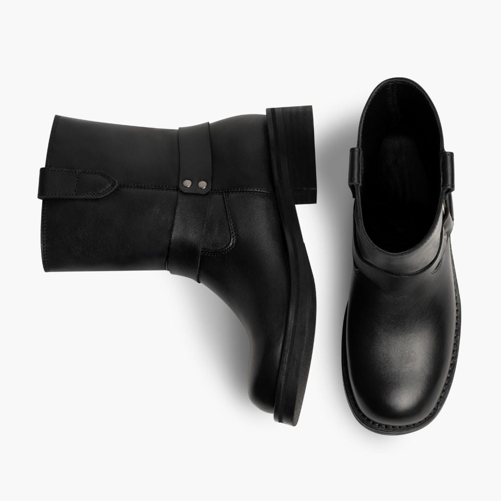 Outlaw Schwarz Lederstiefel für Damen - Verstärkte Fersenkappe & präzise Doppelnaht
