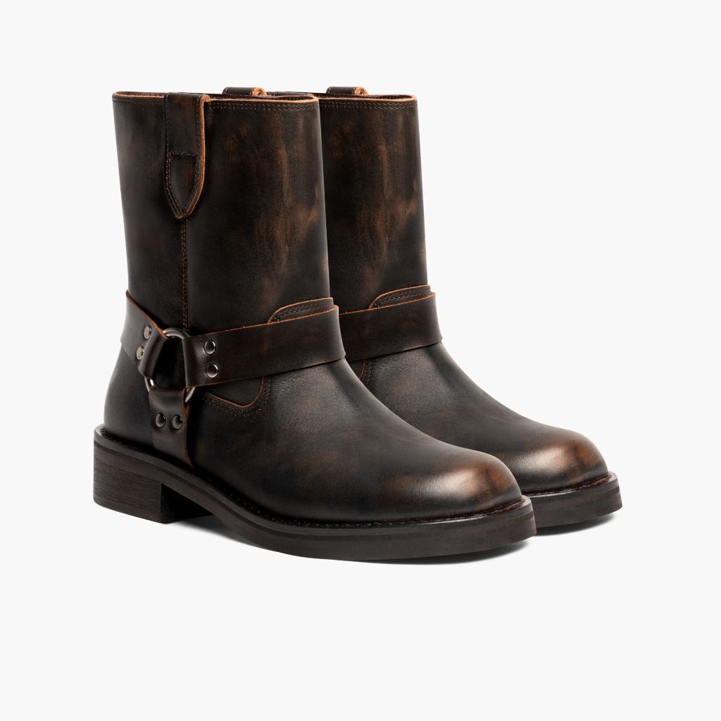 Vintage Brown Full-Grain leather Boots - Rahmengenähte Goodyear-Welt-Konstruktion & vordere Zehenkappe