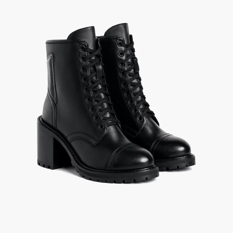 Black Full-Grain leather Boots - Goodyear Welt Construction & Front Toe Box Detail
