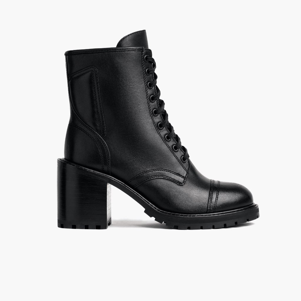 Rebel Schwarz Lederstiefel für Damen - Verstärkte Fersenkappe & präzise Doppelnaht