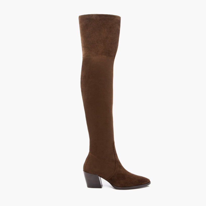 Women's Tempest Espresso Leather Boots in Classic Full-Grain Leather - Lateral Side Profile View | Buy Online