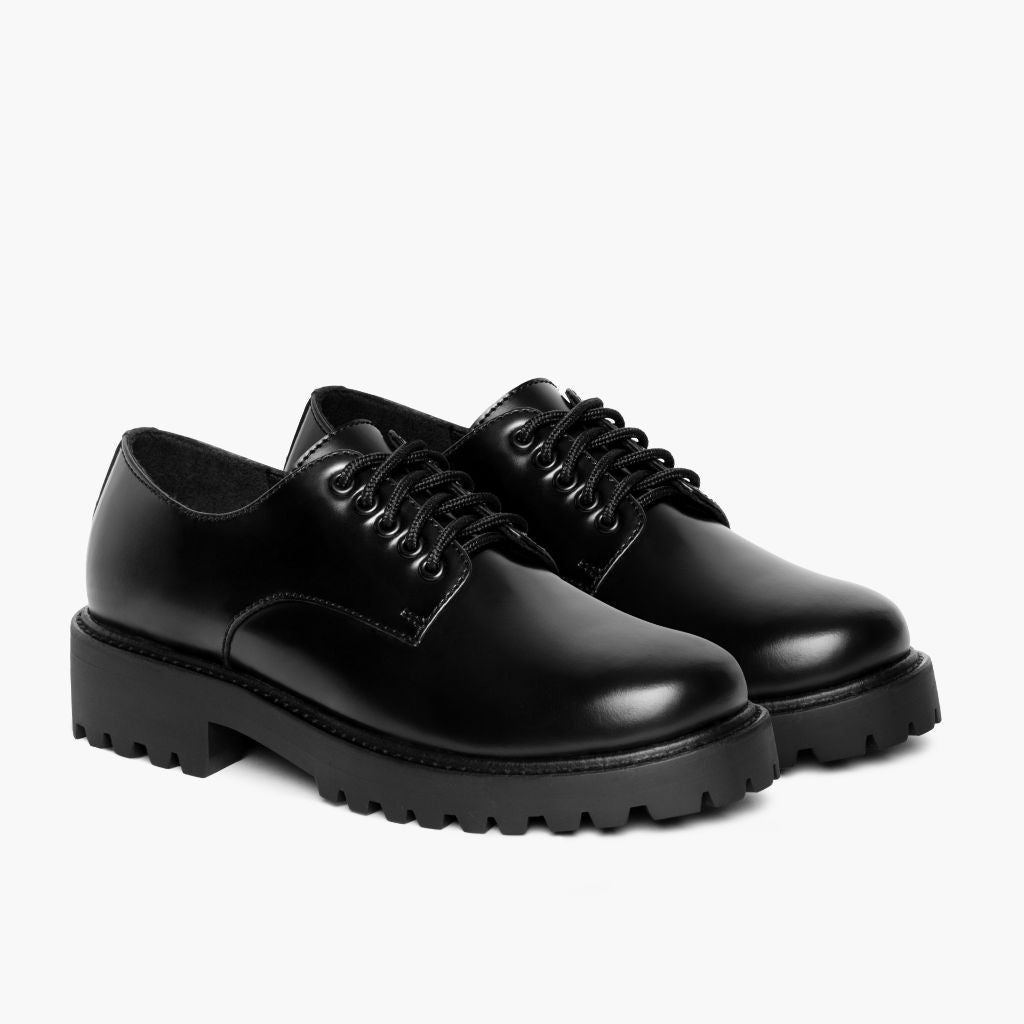Renegade Schwarz Leder-Sneaker für Damen in schwarzem Rindleder - Seitenansicht | Online Kaufen
