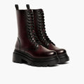 Fatale Schwarz Cherry Lederstiefel für Damen