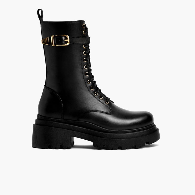 Fatale Schwarz & Gold Leather Boots für Damen