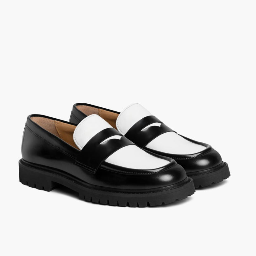 Penny Schwarz & Weiß Leather Loafers für Damen