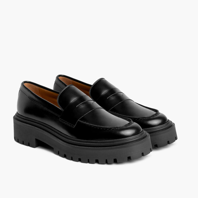 Penny Platform Schwarz Leather Loafers für Damen
