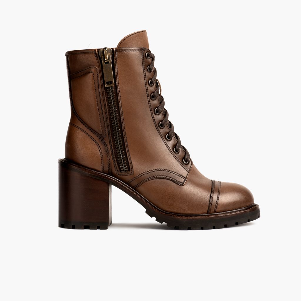Rebel Bernstein-Weizen Lederstiefel für Damen in Classic Full-Grain Leather - Seitenansicht | Online Kaufen
