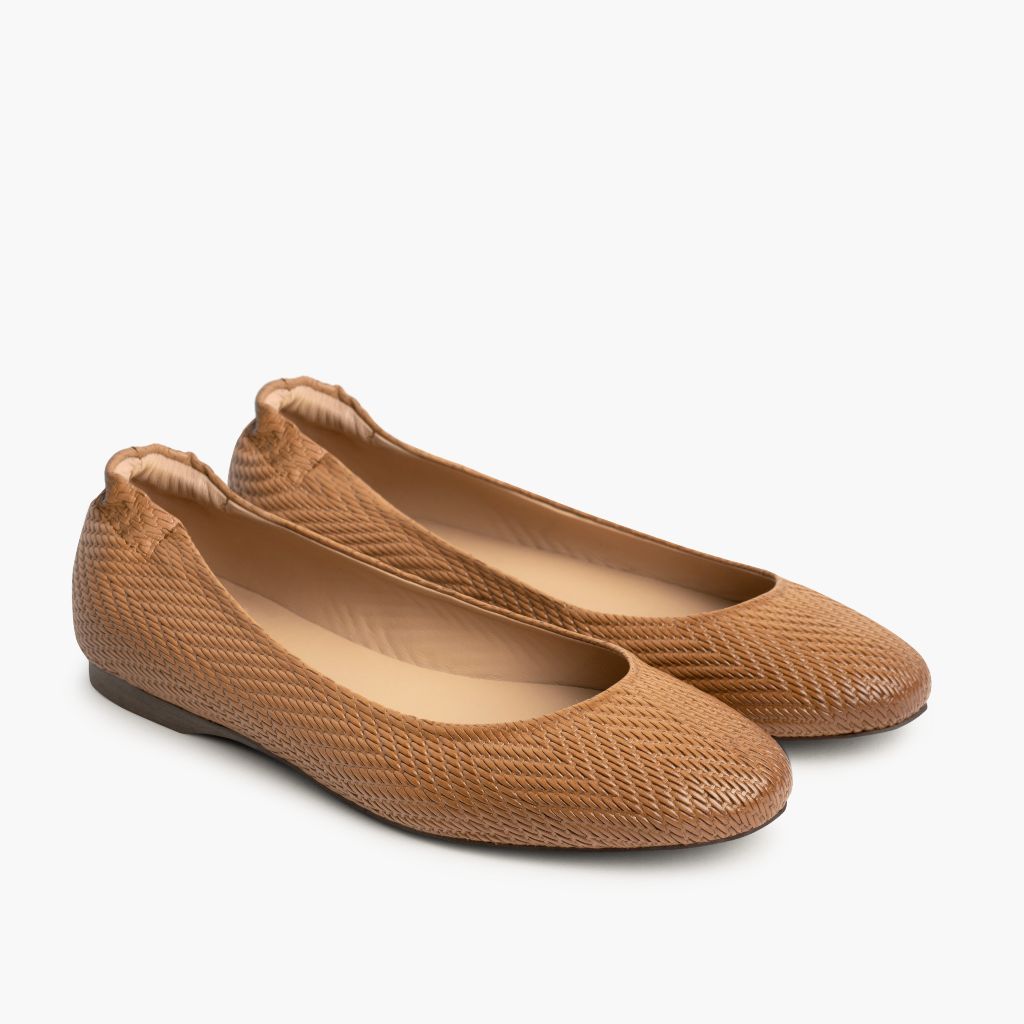 Scrunch Hellbraun Embossed Lederstiefel für Damen in Tan Full-Grain Leather - Seitenansicht | Online Kaufen