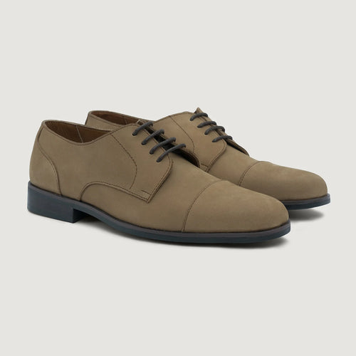 Attorney Derby Brown Nubuck Leather Shoes StudGuard For Men in Brown Full-Grain Leather - Lateral Side Profile View | Buy Online