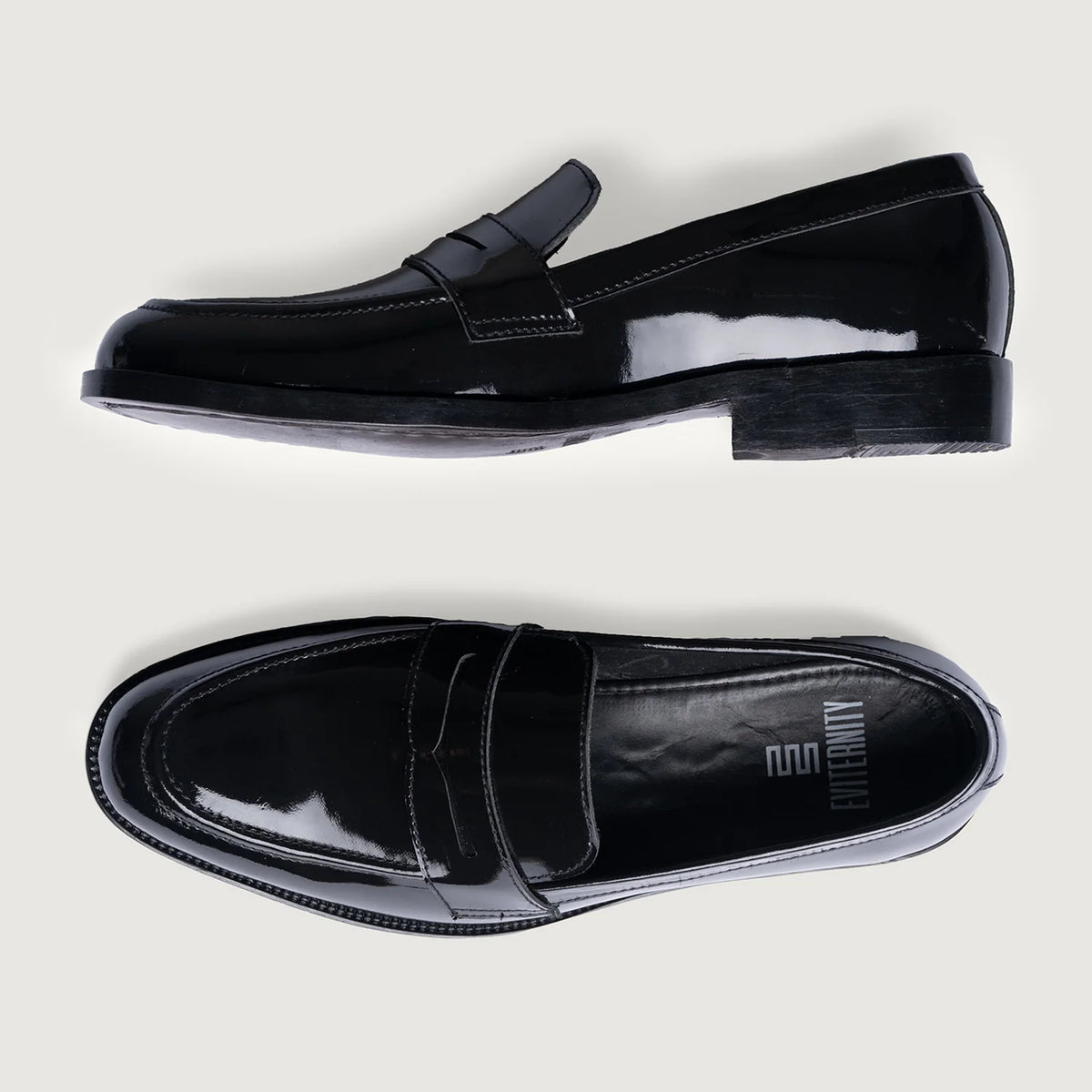 Baxton Schwarz Patent Leder-Loafer für Herren For Men - Verstärkte Fersenkappe & präzise Doppelnaht