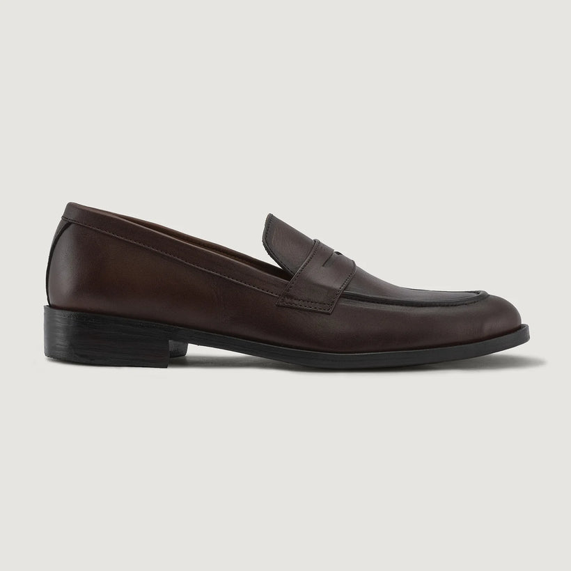 Baxton Burnished Braun Leather Loafers für Herren
