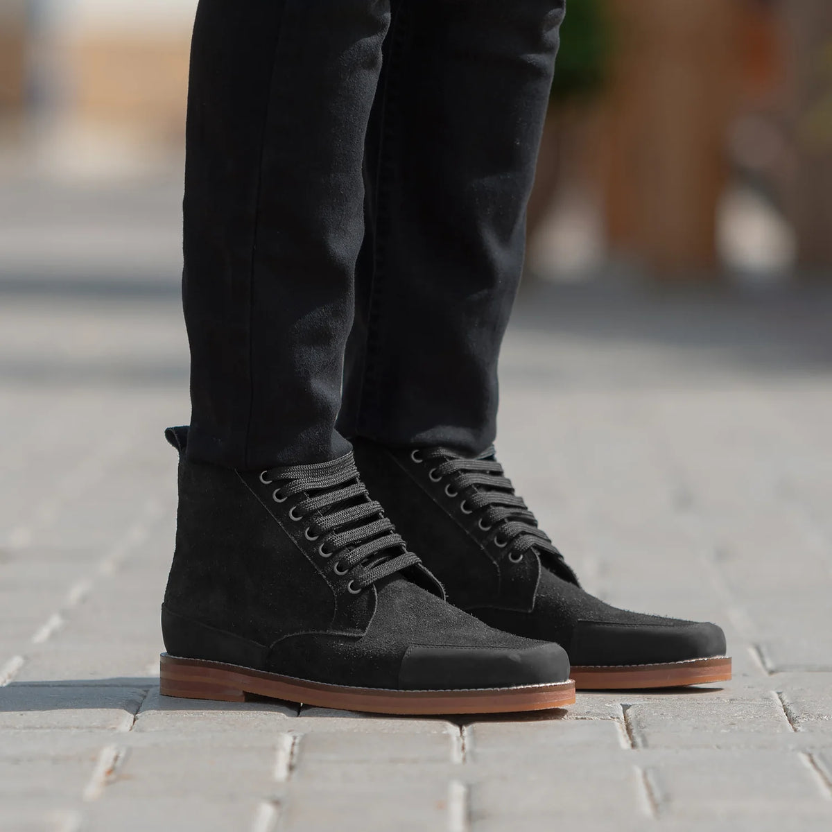 Styled On-Foot Perspective Demonstrating Ankle Fit & Silhouette on Model