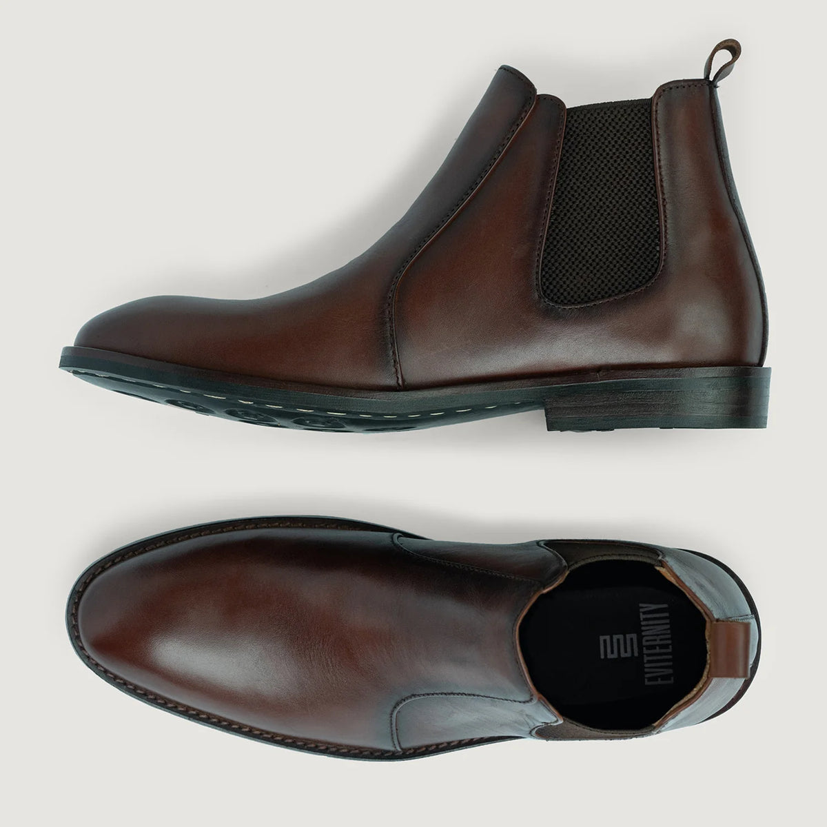 Clarkson Chelsea Brown Burnished Leather Boots StudGuard For Men - Verstärkte Fersenkappe & präzise Doppelnaht