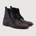 Duster Brogues Derby Kastanienbraun Schwarz Lederstiefel - StudGuard für Herren