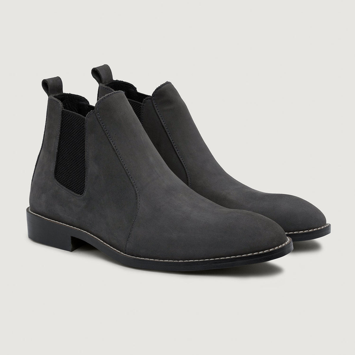 Clarkson Chelsea Grau Nubuck Lederstiefel - StudGuard für Herren in Grey Full-Grain Leather - Seitenansicht | Online Kaufen