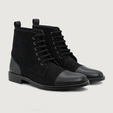 Knight Derby Hybrid Black Leather Boots - StudGuard in Black Full-Grain Leather - Lateral Side Profile View | Buy Online