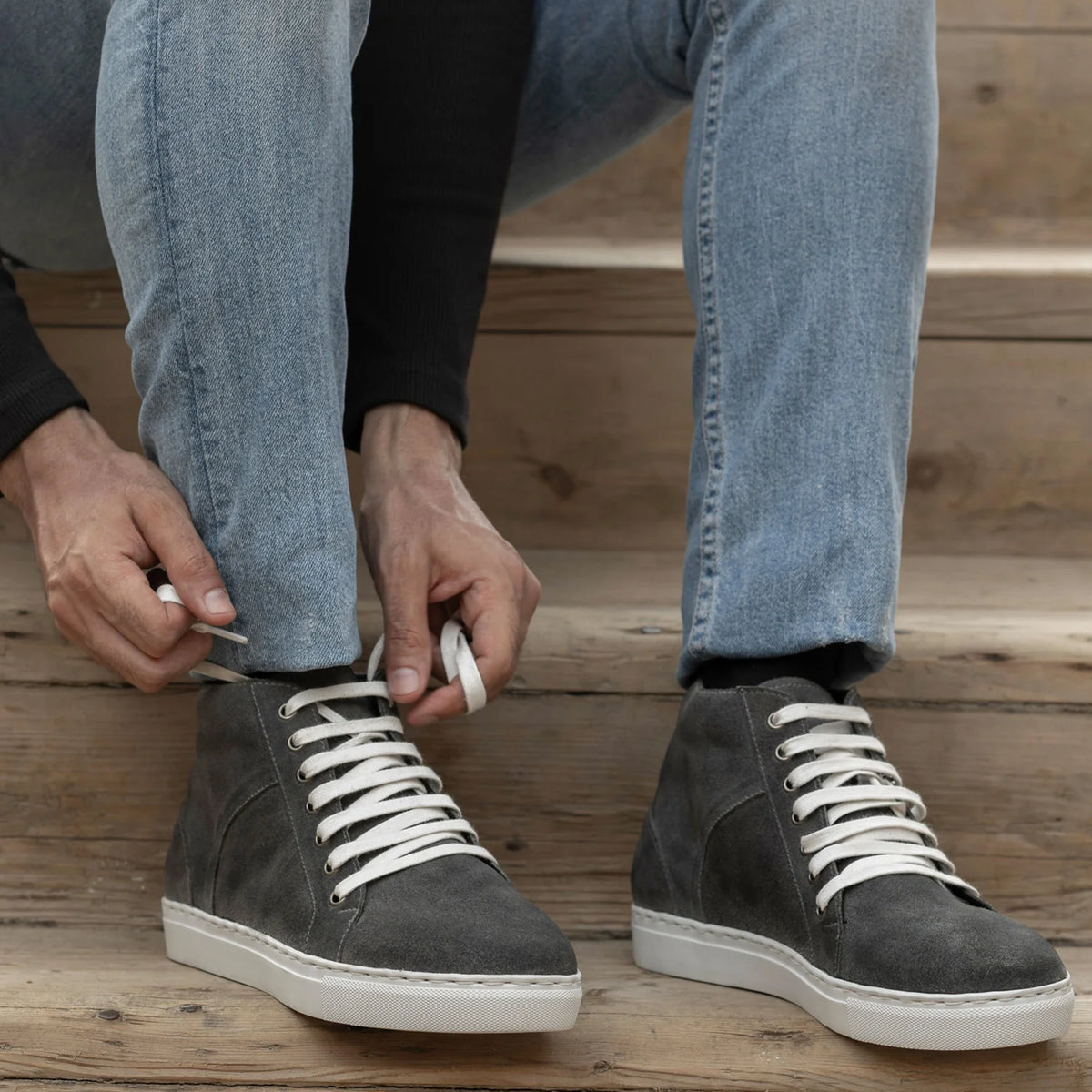 Orlaven Marty High Top Grau Suede Leder-Sneaker für Herren footwear image 10