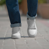 Murphy Low Top White Leather Sneakers - Reinforced Heel Counter & Precision Double-Row Stitching Detail