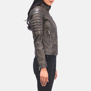 
Distressed Brown Goatskin Leather Biker Jacket - Rückansicht mit passgenauen Schultern & sauberem Saum