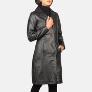 Black Cowhide leather Coat - Rückansicht mit passgenauen Schultern &amp; sauberem Saum