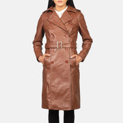 Women's Alice Braun Double Breasted Ledermantel für Damen - Seitenansicht mit ergonomischem Ärmelschnitt
