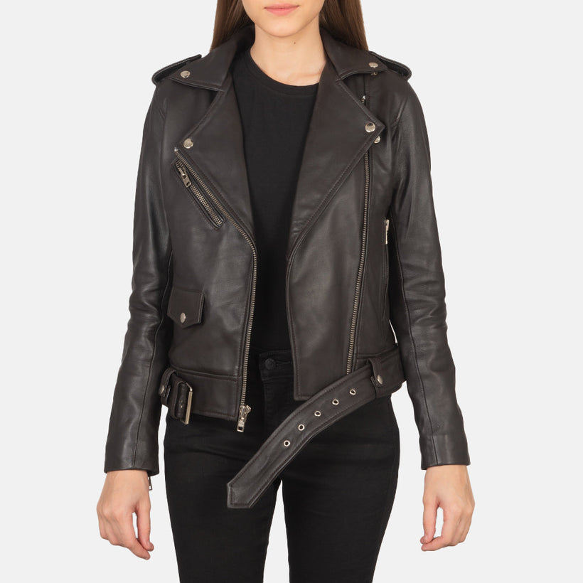 Alison Braun Leder-Bikerjacke für Damen