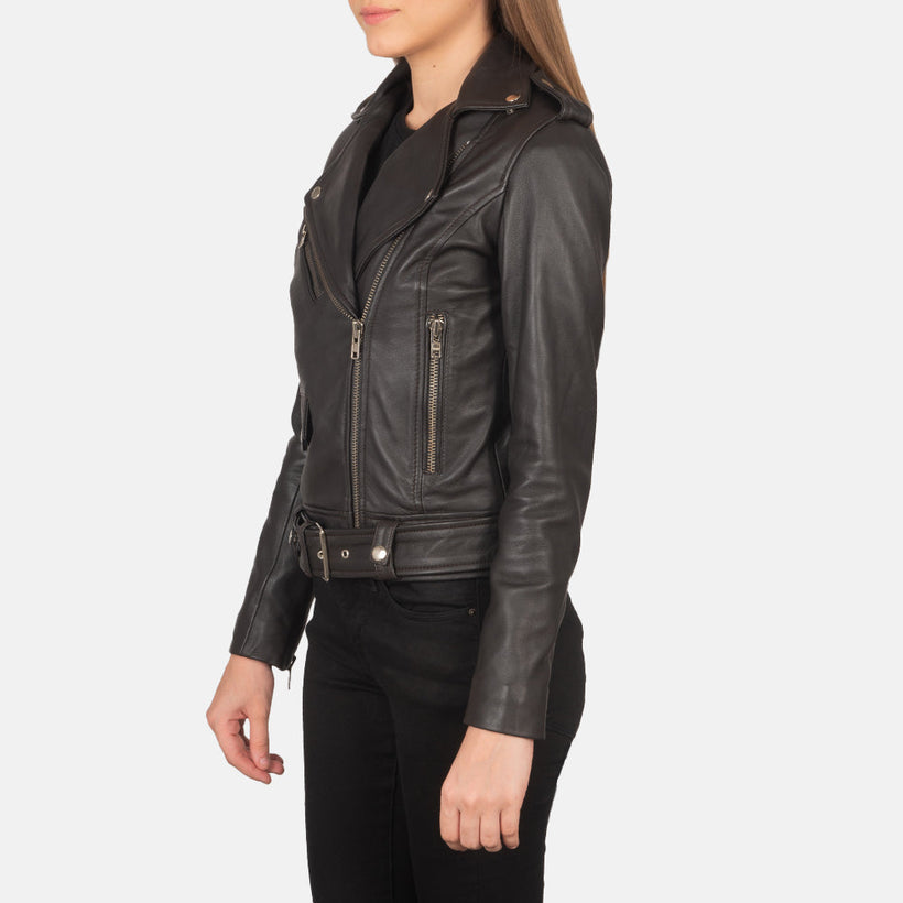 Alison Braun Leder-Bikerjacke für Damen