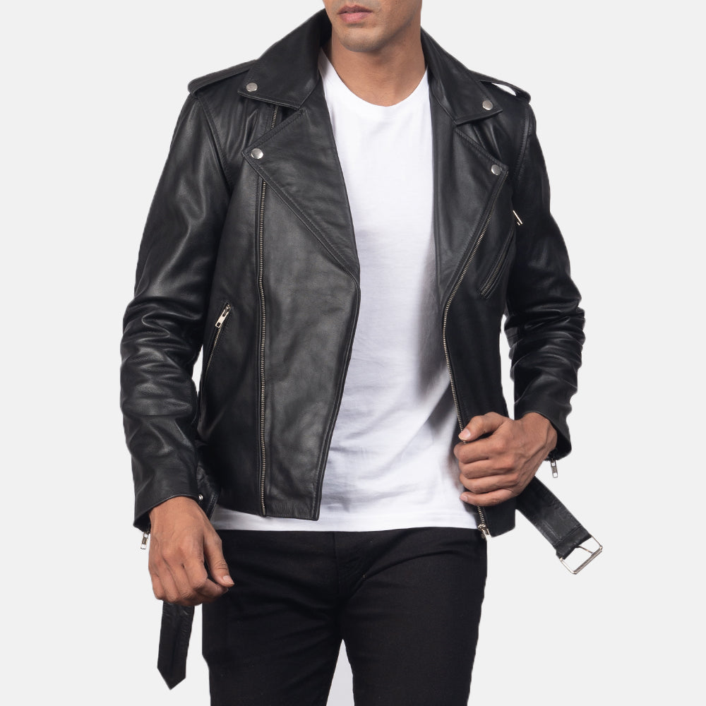 
Detailansicht of Notch & Zipper & Waist belt Hardware on Allaric Alley Black Leather Biker Jacket